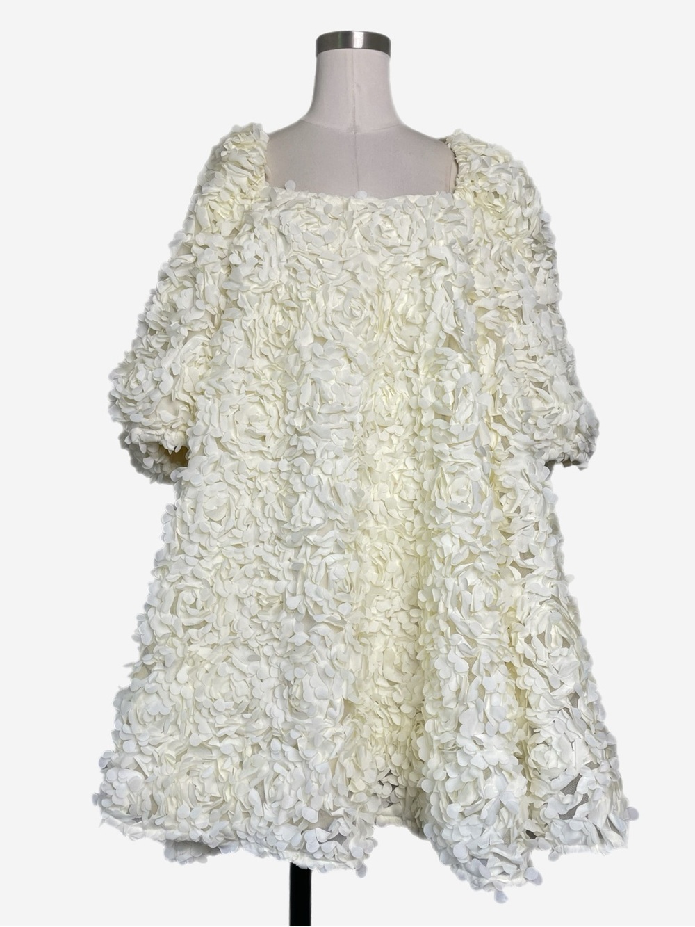 ASOS Edition ivory butter yellow 3D floral mini dress avant garde bridal bold 10